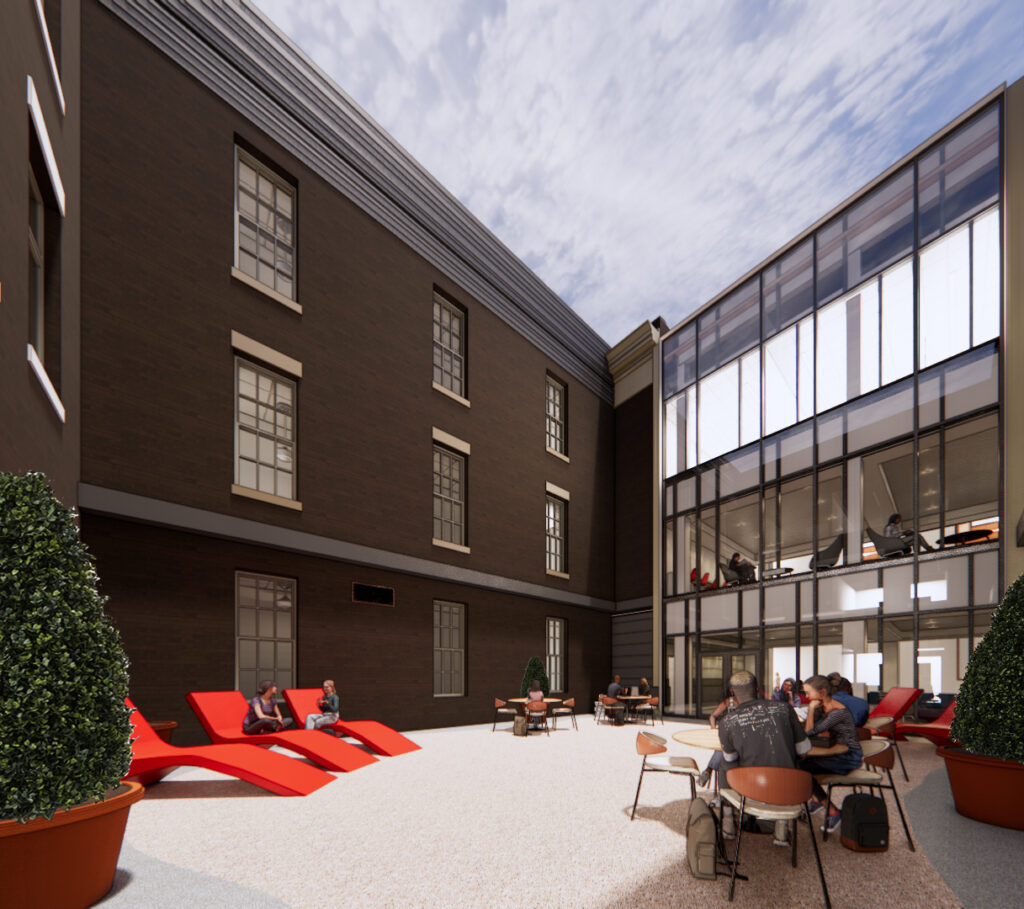 Architects rendering of Campbell Hall courtyard renovations.